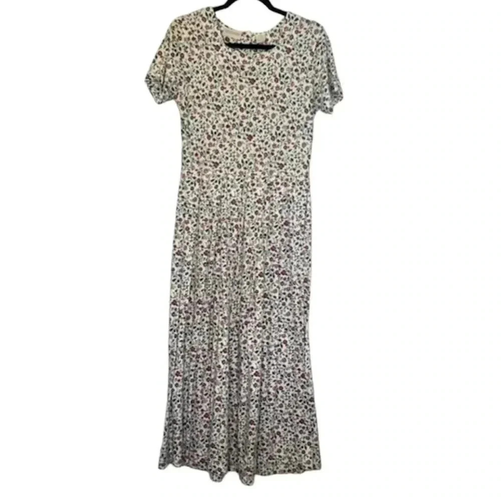 Pierre Cardin Vintage 90’s Y2K Floral Pleated Pockets Square Neck Dress Sz M